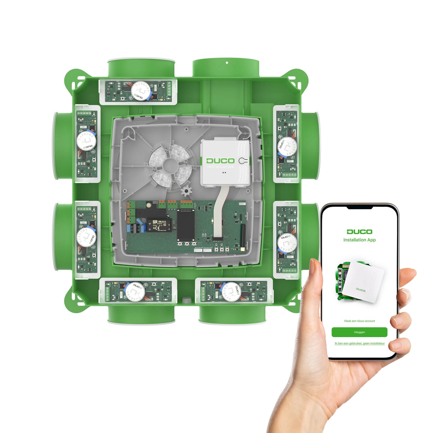 Duco Installation App with DucoBox Focus + Duco Installation Kit